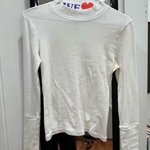 Women's White Ribbed Long Sleeve Top - Free People